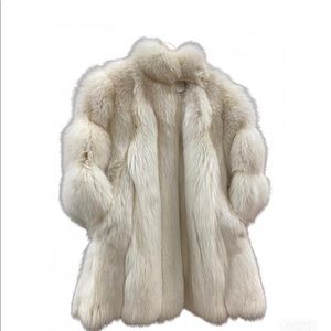 Like New White Fox Coat with Pearl Botton